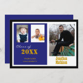 Graduationspartei - Blauer Foto Einladung (Vorne/Hinten)