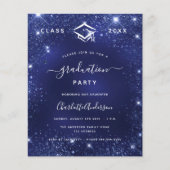 Graduationspartei blauer Glitzer Haushalt 2025 Flyer (Vorne)