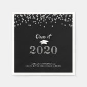 Graduationspartei CLASS OF 2020 Silver Glitzer Serviette (Vorderseite)