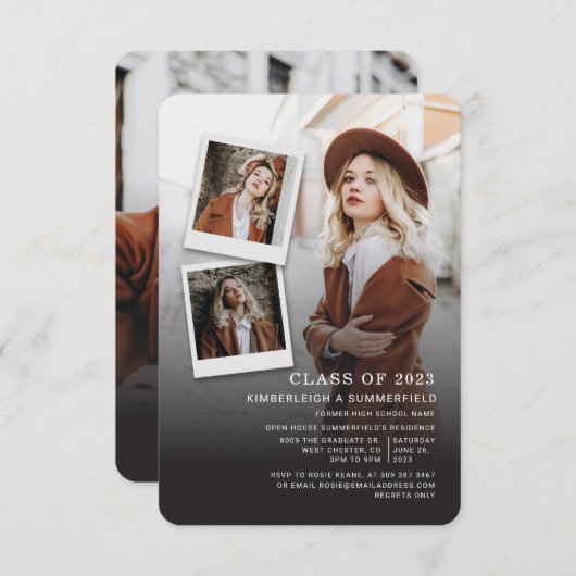 Graduationspartei Foto Collage Grad 2024 Einladung (Vorne/Hinten)