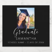 Graduationspartei Foto Schwarz-weiß 2025 Schaumweinetikett (Einzelnes Label)