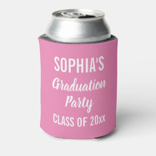 Graduationspartei für moderne Typografie Pink Can Dosenkühler (Kanne Rückseite)