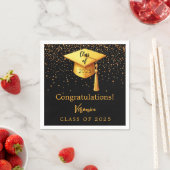 Graduationspartei Graduate Black Gold Cap 2025 Serviette (Beispiel)