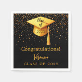 Graduationspartei Graduate Black Gold Cap 2025 Serviette (Vorderseite)