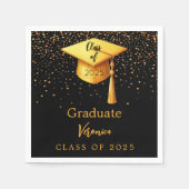 Graduationspartei Graduate Black Gold Cap 2025 Serviette (Vorderseite)