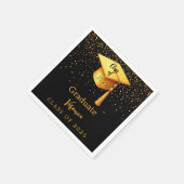 Graduationspartei Graduate Black Gold Cap 2025 Serviette (Ecke)