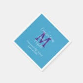 Graduationspartei Lila-weiße Bezeichnung Monogramm Serviette (Ecke)