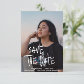 Graduationspartei Personalisiert Save the Date Kar Dankeskarte (Stehend Vorderseite)
