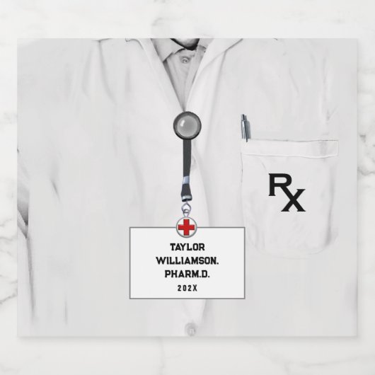 Graduationspartei personalisierter Apotheker Schaumweinetikett (Einzelnes Label)