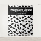 Graduationspartei Personalisiertes Foto Op Schwarz Wandteppich (Vorderseite)