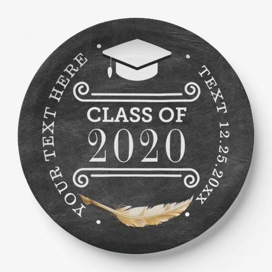 Graduationspartei Retro Chalkboard Klasse 2020 Pappteller (Vorderseite)