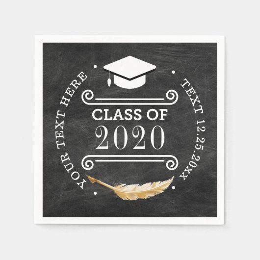 Graduationspartei Retro Chalkboard Klasse 2020 Serviette (Vorderseite)