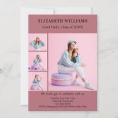 Graduationspartei Rose Gold Foto Collage Einladung (Vorderseite)