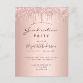 Graduationspartei Rose Gold Glitzer Einladung 2025 Postkarte (Vorderseite)