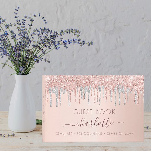 Graduationspartei Rose Gold Glitzer Klasse von 202 Gästebuch