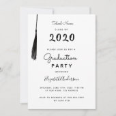 Graduationspartei Schwarz-weiß Tassel 2025 Einladung (Vorderseite)