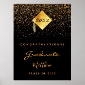 Graduationspartei Schwarzes Gold Absolvent 2022 Poster (Vorne)