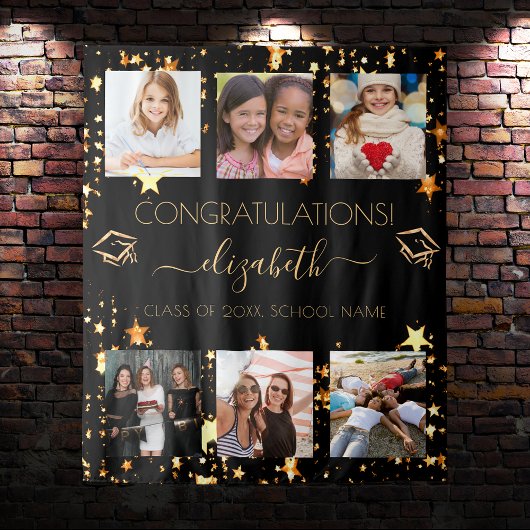 Graduationspartei Schwarzes Gold Graduate Foto Col Wandteppich
