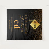 Graduationspartei Schwarzes Gold Graduate Monogram Wandteppich (Vorderseite (Horizontal))