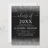 Graduationspartei Silver Black Class of 2024 Einladung (Vorderseite)
