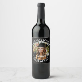 Graduationspartei Süßes Personalisiertes Foto und  Weinetikett