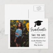 Graduationspartei Typografie | SAVE THE DATE FOTO Postkarte (Vorne/Hinten)