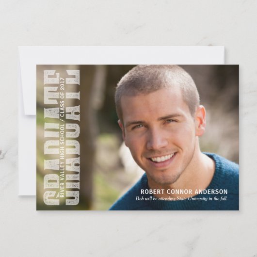 Graduationspartei Varsity Lettering Typografie Einladung (Vorderseite)