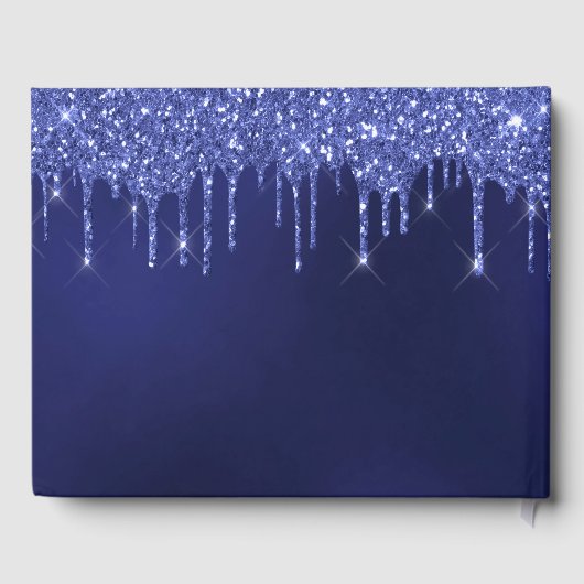 Graduationsparty Blue White Glitzer Class 2023 Gästebuch (Rückseite)