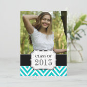 GRADUATKLASSE 2013 AQUA AQUAMARINEN ZICKZACK EINLADUNG (Stehend Vorderseite)