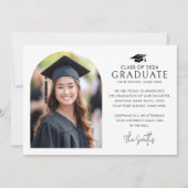 Graduierdeckel elegantes, weißes Foto Ankündigung (Vorderseite)