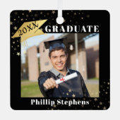 Graduieren Sie das Black Gold Cap Foto. Ornament Aus Metall (Vorderseite)