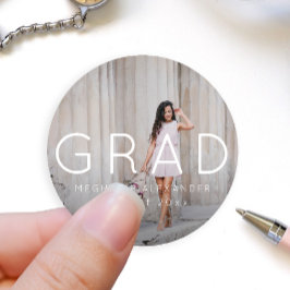 Graduierendes Foto und Name-Aufkleber Runder Aufkleber