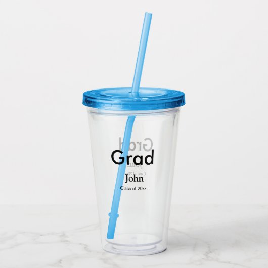 Graduiern Name Glückwunsch Datum Jahrestext Acryltrinkbecher (Rückseite)
