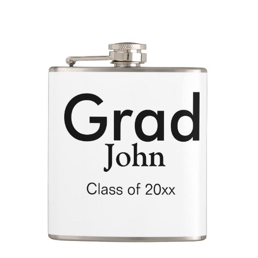 Graduiern Name Glückwunsch Datum Jahrestext Flachmann (Vorderseite)