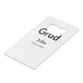 Graduiern Name Glückwunsch Datum Jahrestext Geldbeutel Flaschenöffner (Vorderseite Schrägansicht)