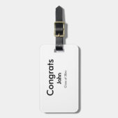 Graduiern Name Glückwunsch Datum Jahrestext Gepäckanhänger (Vorderseite vertikal)