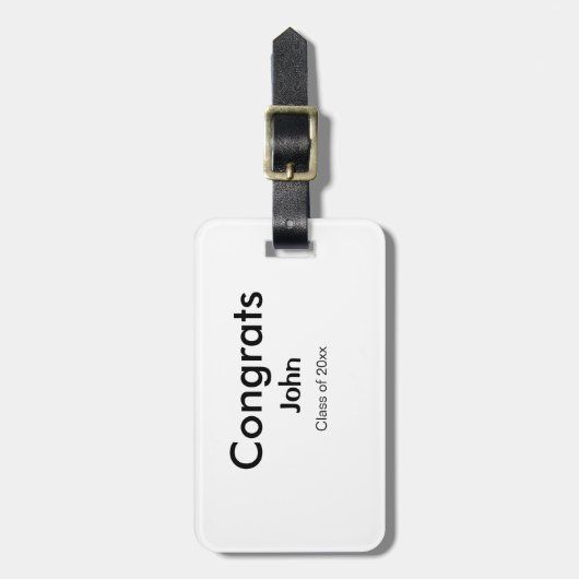 Graduiern Name Glückwunsch Datum Jahrestext Gepäckanhänger (Vorderseite vertikal)