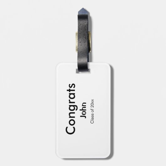 Graduiern Name Glückwunsch Datum Jahrestext Gepäckanhänger (Rückseite vertikal)