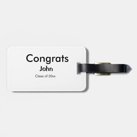 Graduiern Name Glückwunsch Datum Jahrestext Gepäckanhänger (Rückseite horizontal)
