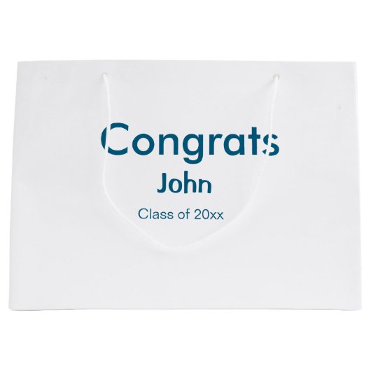 Graduiern Name Glückwunsch Datum Jahrestext Große Geschenktüte (Vorderseite)