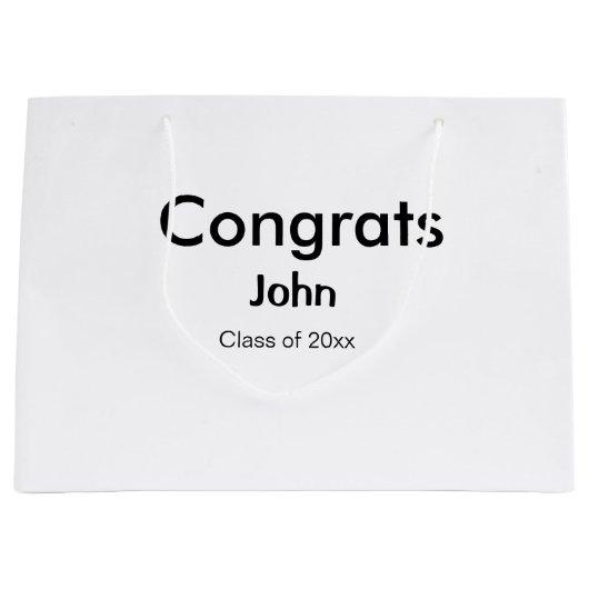 Graduiern Name Glückwunsch Datum Jahrestext Große Geschenktüte (Vorderseite)