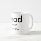 Graduiern Name Glückwunsch Datum Jahrestext Kaffeetasse (VorderseiteRechts)