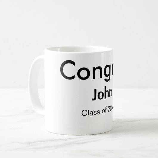 Graduiern Name Glückwunsch Datum Jahrestext Kaffeetasse (Vorderseite Links)