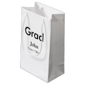 Graduiern Name Glückwunsch Datum Jahrestext Kleine Geschenktüte (Rückseite Schrägansicht)