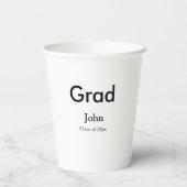 Graduiern Name Glückwunsch Datum Jahrestext Pappbecher (Rückseite)