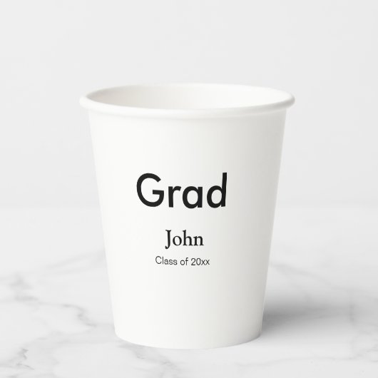 Graduiern Name Glückwunsch Datum Jahrestext Pappbecher (Vorderseite)