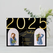 Graduiert elegante minimalistische, maßgeschneider folieneinladung (Stehend vorne)