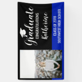 Graduierte Foto Glückwunsch Black Blue Banner (Vertikal)