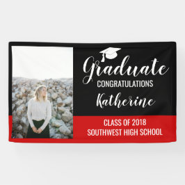Graduierte Foto Herzlichen Glückwunsch Black Red Banner