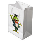 Graduierte, Frog, Abschluss, künstliche Intelligen Mittlere Geschenktüte (Vorderseite Schrägansicht)